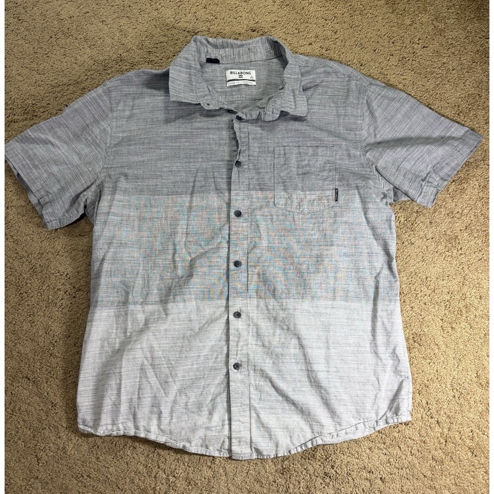 Billabong Faderade Casual Button Down Shirt Men Large Short Sleeve Pocket Golf